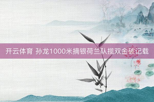 开云体育 孙龙1000米摘银荷兰队揽双金破记载