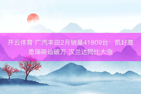 开云体育 广汽丰田2月销量41809台:凯好意思瑞褂讪破万 汉兰达同比大涨
